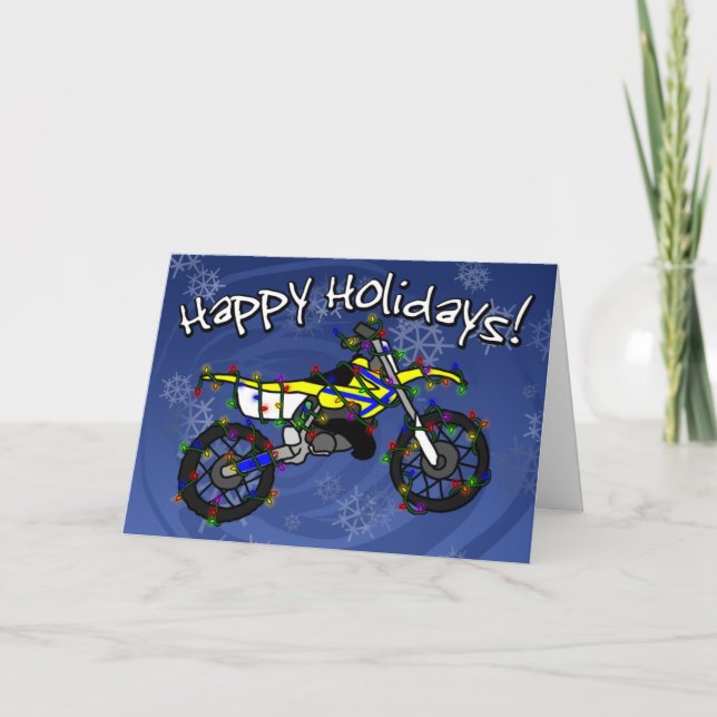 Yellow Dirt Bike Christmas Card (Front)