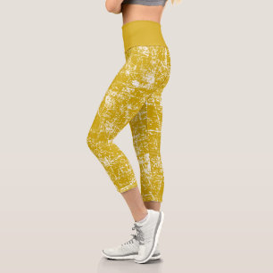 Yellow Distressed Capri Leggings