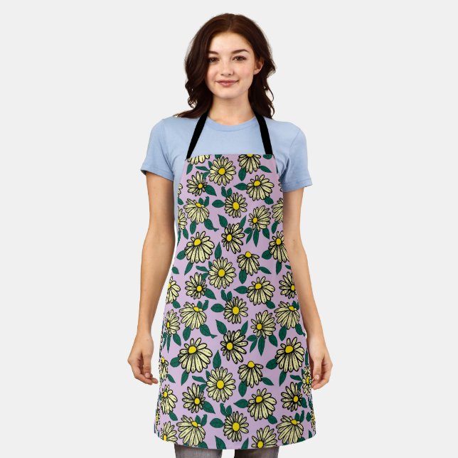 Yellow Ditsy Floral Pattern Apron (Worn)