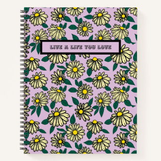 Yellow Ditsy Floral Pattern Notebook