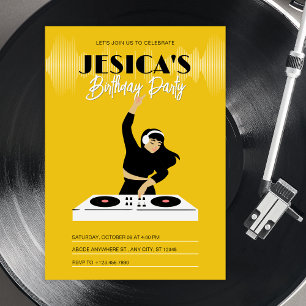 Yellow dj music player  invitation
