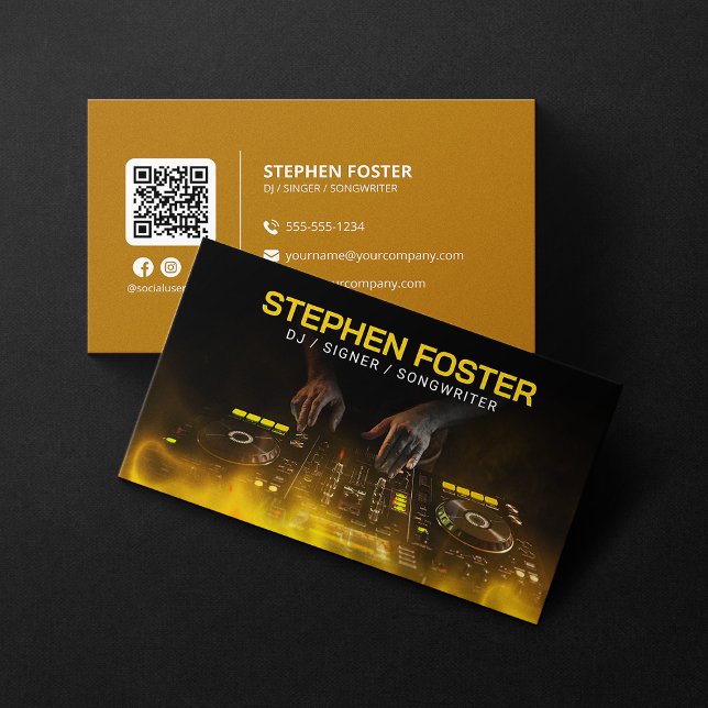 Yellow DJs Signer Musician Deejay Music Producer Business Card (Creator Uploaded)