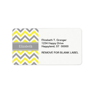 Yellow Dk Grey White LG Chevron Grey Name Monogram Label