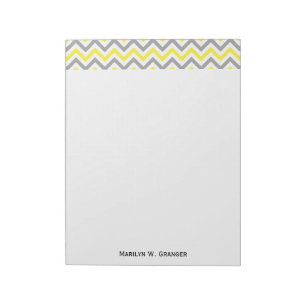 Yellow, Dk Grey Wht Large Chevron ZigZag Pattern Notepad