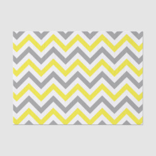 Yellow, Dk Grey Wht Large Chevron ZigZag Pattern Tissue Paper