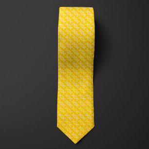 Yellow DNA Double Helix Pattern Tie