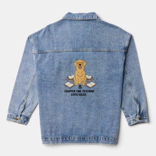 Yellow Dog Book Lover Scholarly Canine Denim Style Jacket