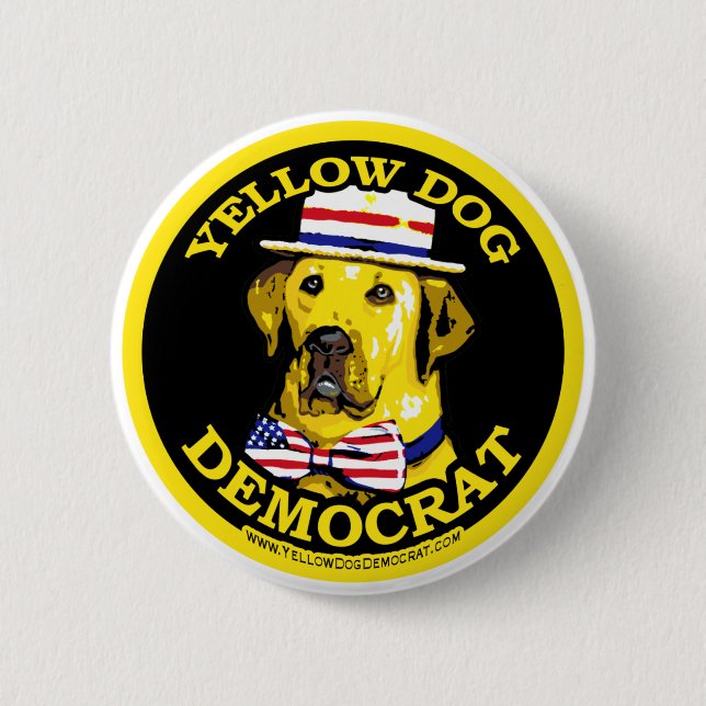 Yellow Dog Democrat Black  Button  (Front)