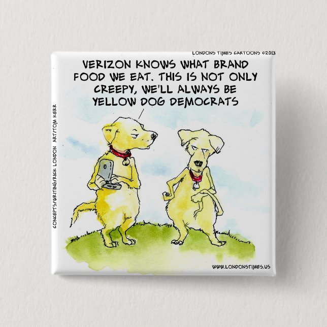 Yellow Dog Democrats Funny 15 Cm Square Badge (Front)
