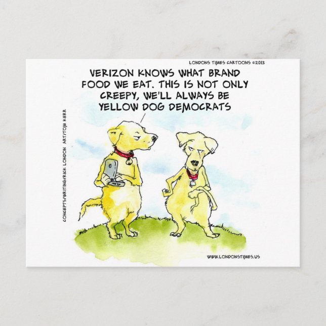 Yellow Dog Democrats Funny Postcard (Front)