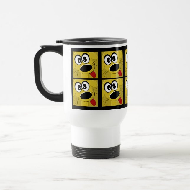 Yellow Dog Face Travel Mug (Left)