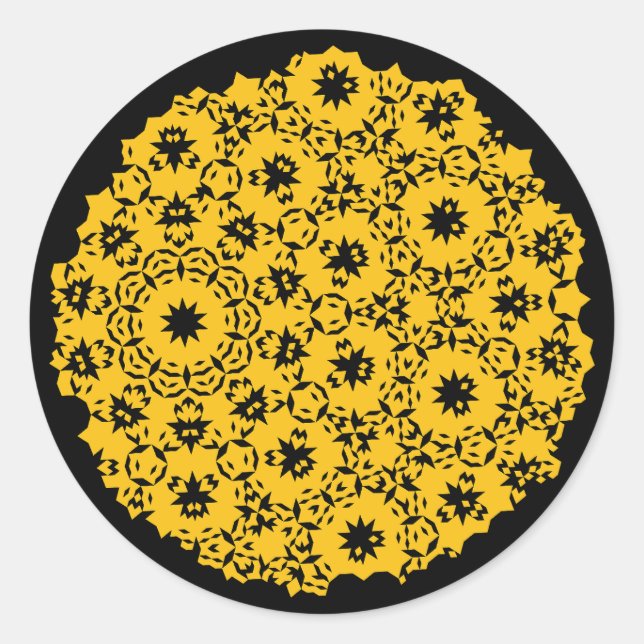 Yellow Dog Pattern Classic Round Sticker (Front)
