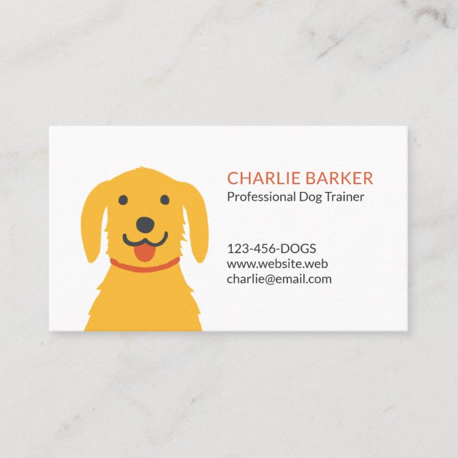 Yellow Dog Pet Care | Golden Retriever Cartoon Business Card (Front)