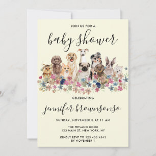Yellow Dogs Pet Family celebration Baby Shower Invitation
