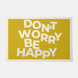 YELLOW DONT WORRY BE HAPPY DOORMAT