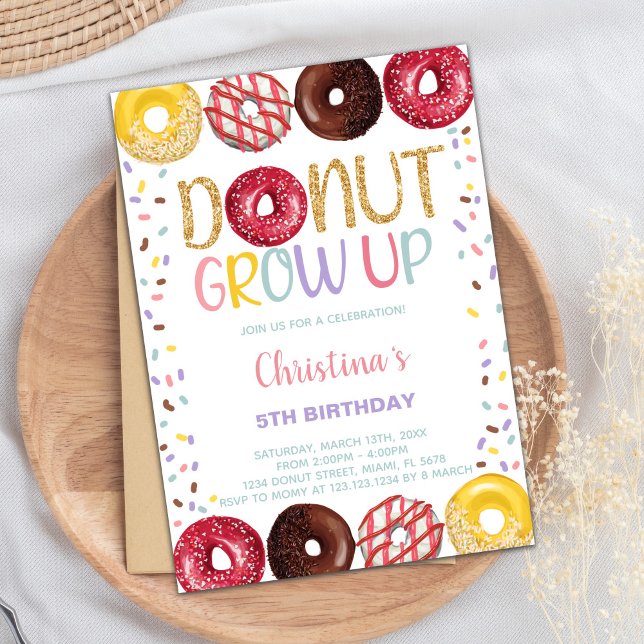 Yellow Donut Birthday Invitations (Yellow Donut Birthday Invitations)