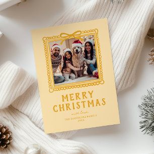 Yellow Doodle Photo Frame Christmas Holiday Card