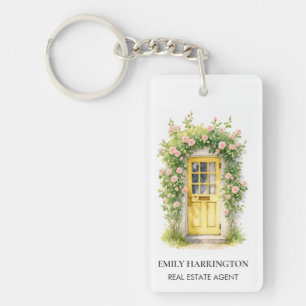 Yellow Door Watercolor Logo Real Estate Agent Key Ring