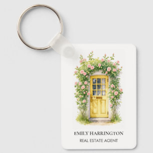 Yellow Door Watercolor Logo Real Estate Agent Key Ring