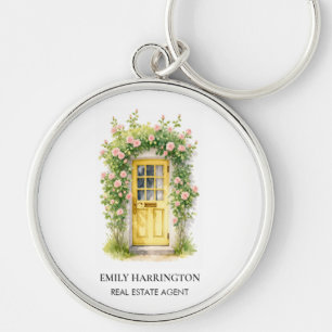 Yellow Door Watercolor Logo Real Estate Agent Key Ring