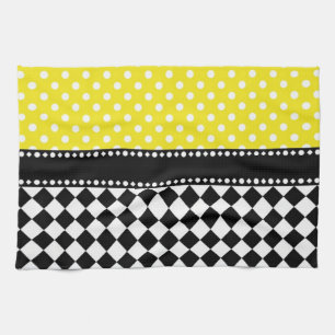 Yellow Dot Chequerboard Tea Towel