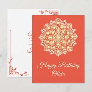 Yellow Dot Mandala Happy Birthday Card