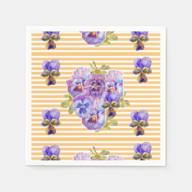 Yellow Dot Shabby Chic floral Serviette Napkins (Front)