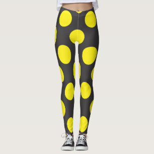 yellow dots on black seamless background leggings