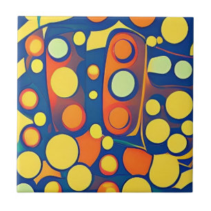 Yellow dots stoplight abstract art tile