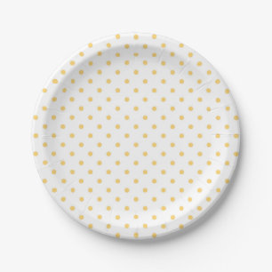 Yellow Dots White Party Minimalist Paper Plate