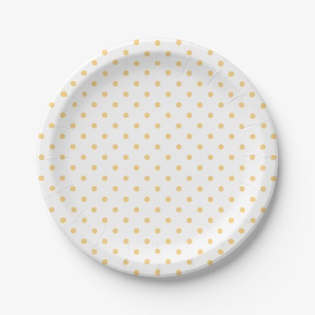 Yellow Dots White Party Minimalist Paper Plate (Front)