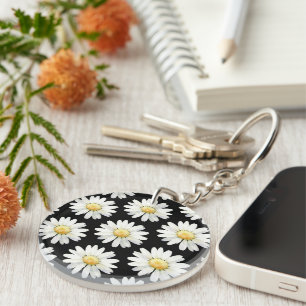 Yellow Dotted Daisy's Key Ring