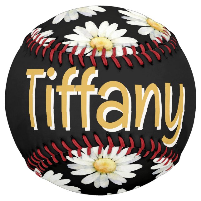 Yellow Dotted Daisy's (personalise) Softball (Back)