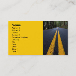 YELLOW DOUBLE LINE PAVEMENT ROADS TRAVELING PHOTO BUSINESS CARD