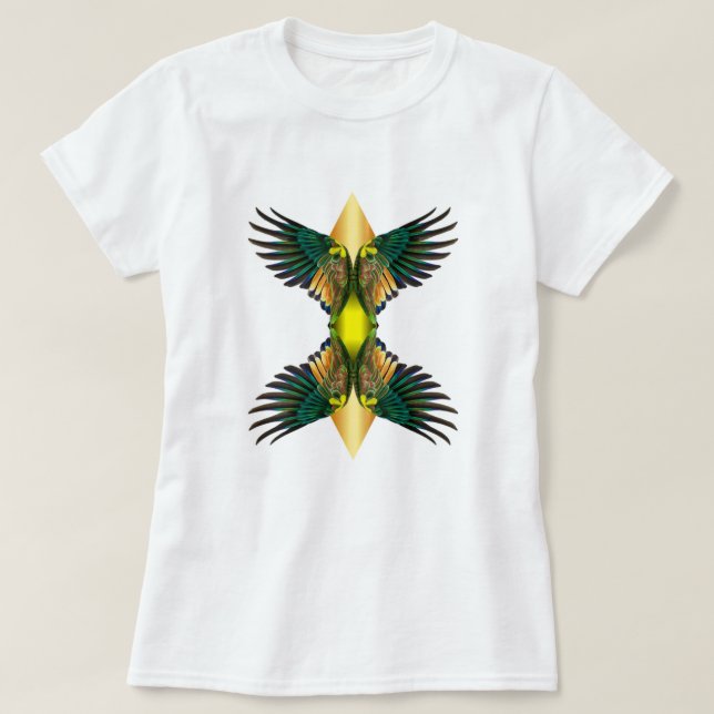 Yellow Double Wings Diamond Design T-Shirt (Design Front)