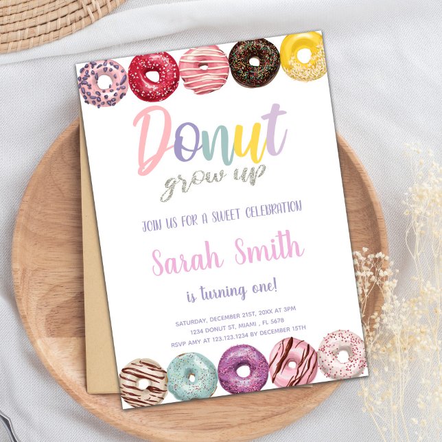 Yellow Doughnut Birthday Invitation (Yellow Donut Invitations)