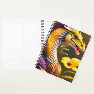 Yellow dragon, imaginative digital art planner