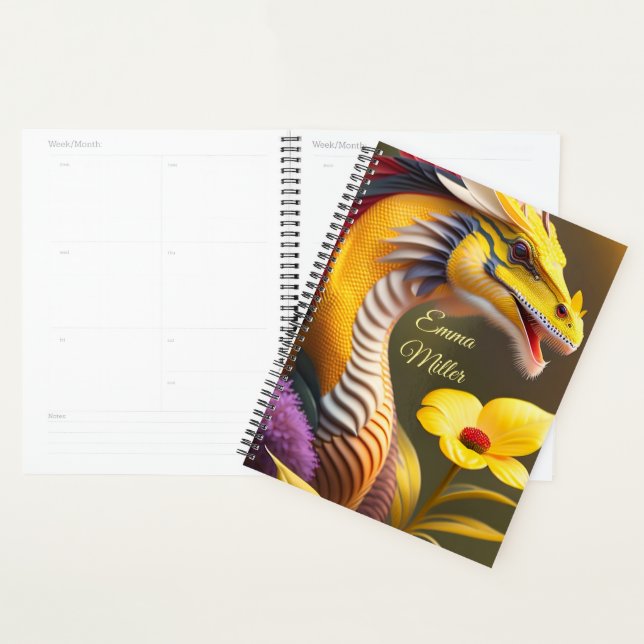 Yellow dragon, imaginative digital art planner (Display)