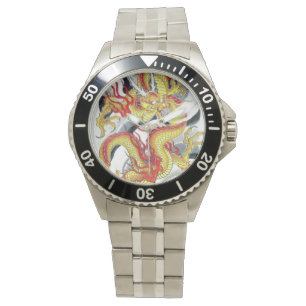 Yellow Dragon Japanese Tattoo Design Watch