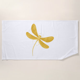 yellow dragonfly beach towel