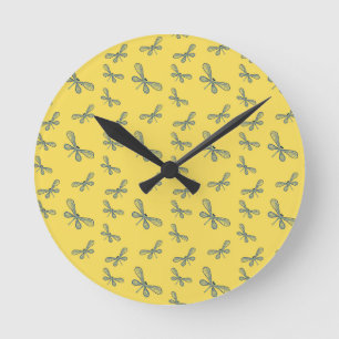 Yellow dragonfly clock