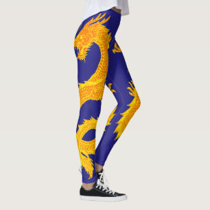 Yellow Dragons Personalise Background Colour Leggings