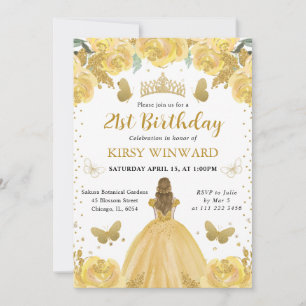 Yellow Dress Blonde Hair Princess Birthday Invitation