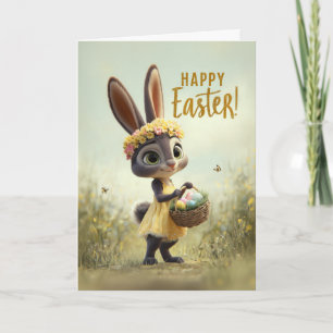 Yellow Dress Spring Bunny Easter Card
