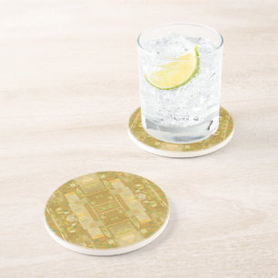 Yellow Drinking Coaster - Bubbles New Square
