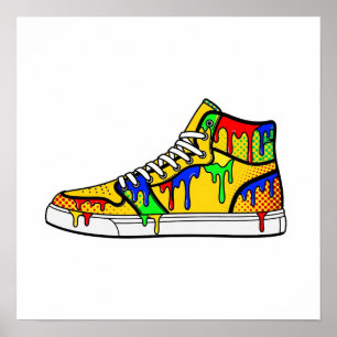 Yellow Dripping Paint Sneaker Poster