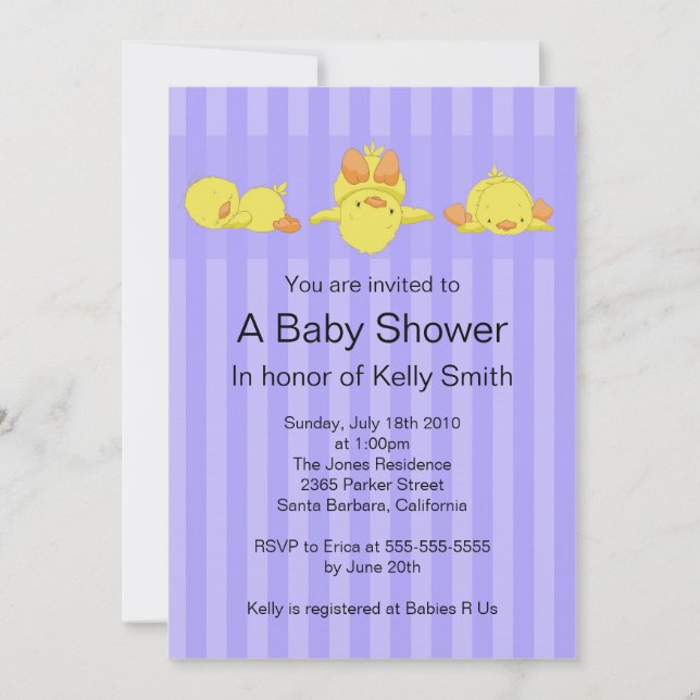 Yellow Duck Baby Shower Invitation (Front)