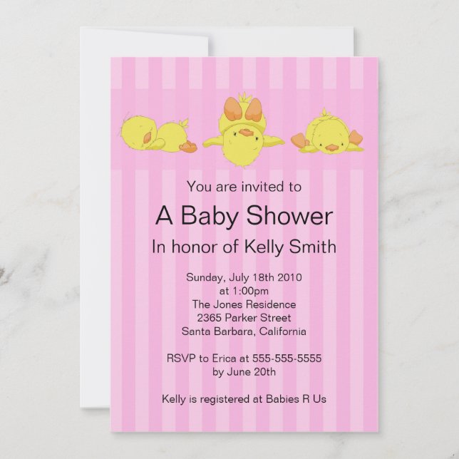 Yellow Duck Baby Shower Invitation (Front)