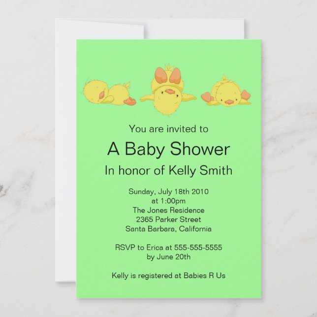Yellow Duck Baby Shower Invitation (Front)