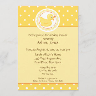 Yellow Duck Baby Shower Invitation